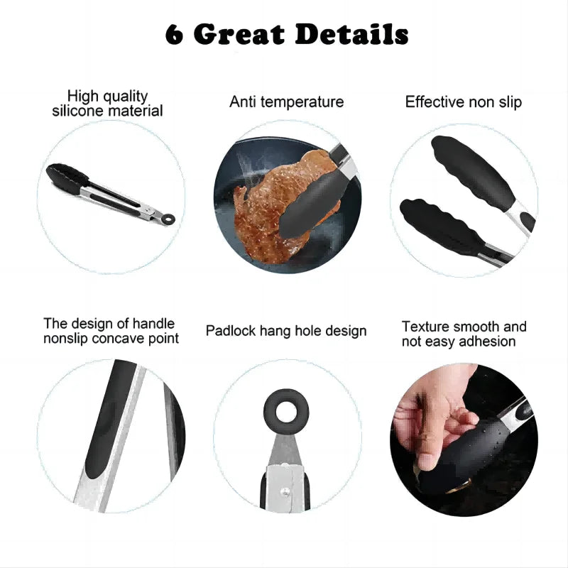 Purism Premium Kitchen Tongs Silicone Cooking Tongs 9 12 inch BPA Free Non-Stick BBQ Cooking Grilling Locking Food Tongs