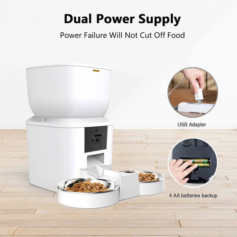 Purism Smart Automatic Pet Feeder Tuya Cat Feeder Camera WiFi Dog Food Dispenser With Stainless Steel Bowl
