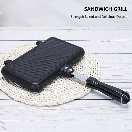 Purism Double Side Bread Frying Pan Non Stick Barbecue Plate Sandwich Toaster Mold Heat-resistant Toastie Waffle Pancake Kitchen Tools