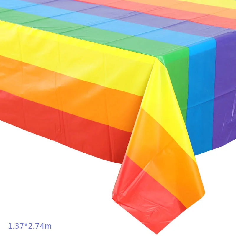 Purism Happy Birthday Party Disposable Tableware Rainbow Colored Paper Cups Plates Table Decor Kids 1st Girls Birthday Party Supplies