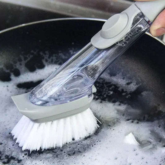 Daddy's Choice Refillable Liquid Cleaning Brush Kitchen Bowl Scrubber Cleaning Sponge Long Handle Dispenser Cleaner Tool with Dish Soap Washing