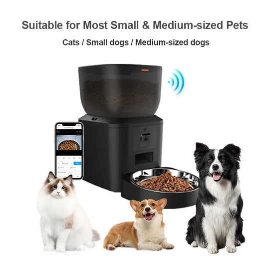 Purism Smart Automatic Pet Feeder Tuya Cat Feeder Camera WiFi Dog Food Dispenser With Stainless Steel Bowl