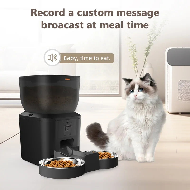 Purism Smart Automatic Pet Feeder Tuya Cat Feeder Camera WiFi Dog Food Dispenser With Stainless Steel Bowl