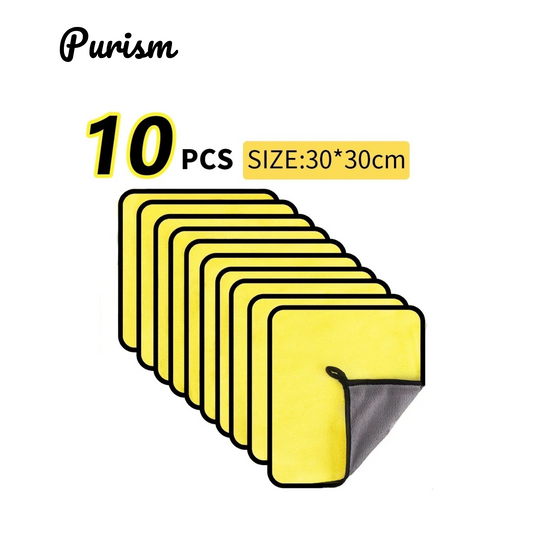 Purism 10Pcs Car Wash Microfiber Towel 30x30CM Car Cleaning Drying Cloth Hemming Car Care Cloth Detailing Car Wash Towel  Kitchen Towel