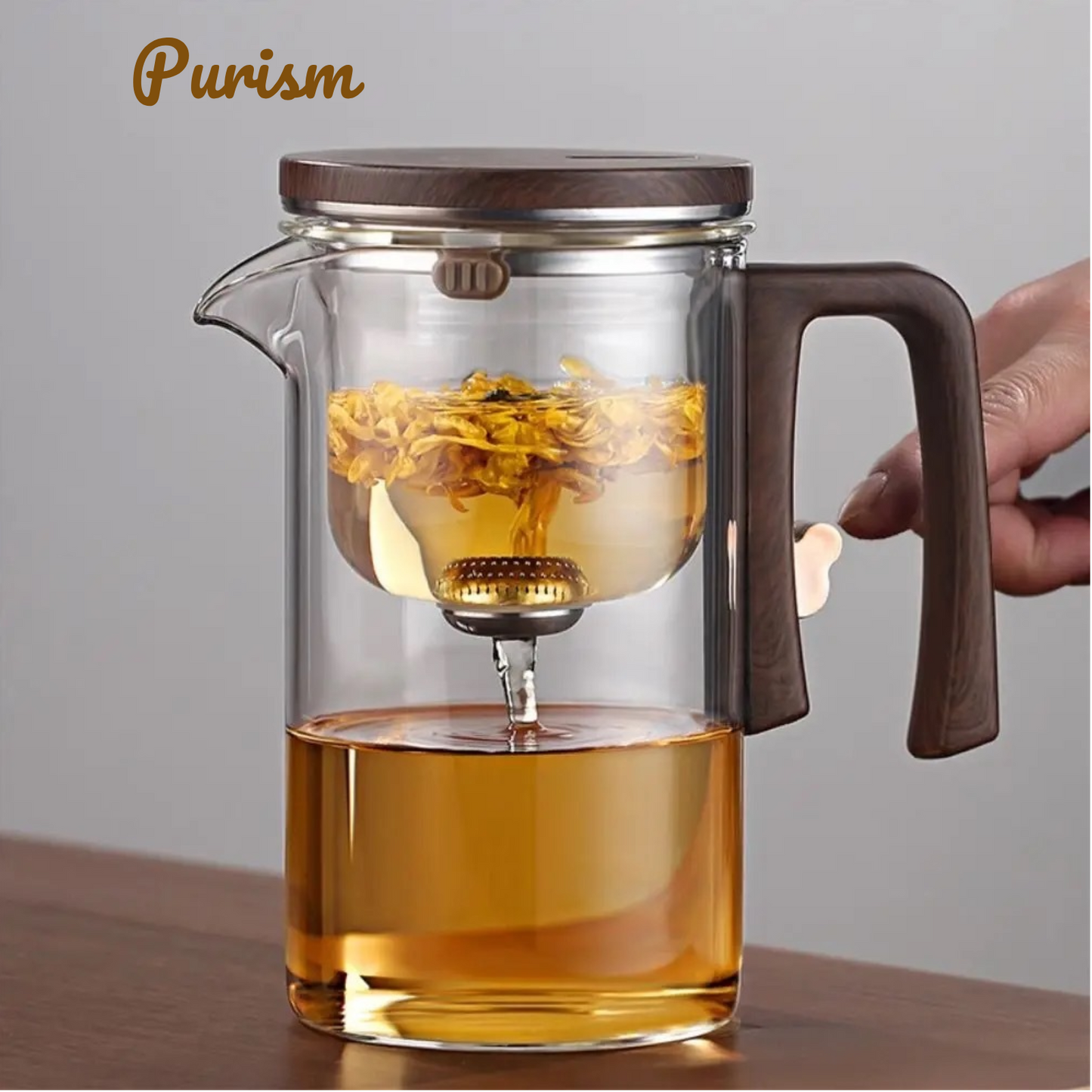 Purism Hot Small Waist Teapot Glass Automatic Separation Automatic Tea Pot Magnetic Filtration White Grey Separation Teapot Office
