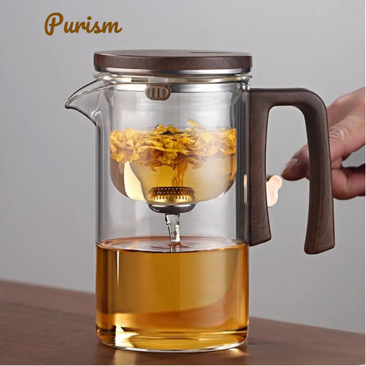 Purism Hot Small Waist Teapot Glass Automatic Separation Automatic Tea Pot Magnetic Filtration White Grey Separation Teapot Office
