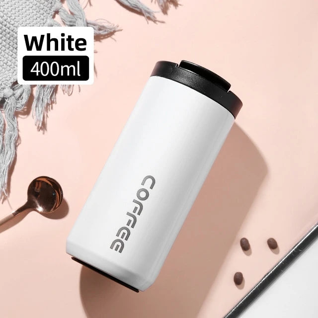 Purism 400ML Stainless Steel Coffee Thermos Bottle Thermal Mug Leakproof Car Vacuum Flasks Coffee Cup Travel Portable Insulated Bottles