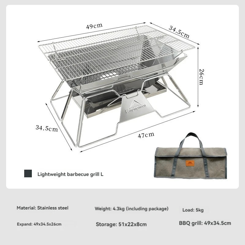 Large Folding Portable Stainless Steel Barbecue Grill BBQ Oven, Camping Picnic Grill Net, Barbecue Grill