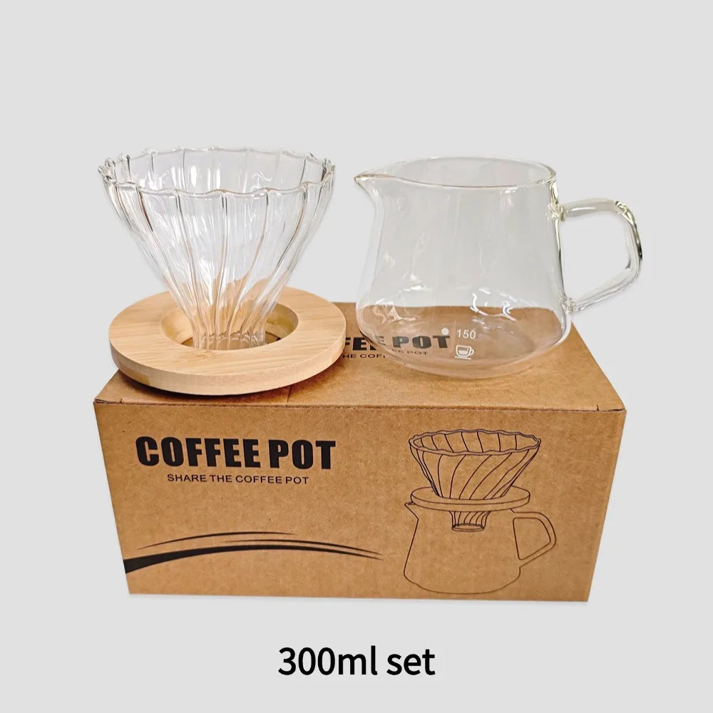 Daddy's Choice  Punana 600ml Pour Over Coffee Maker Set Glass Carafe Coffee with Glass Coffee Filter Drip Coffee Maker Set for Home or Office