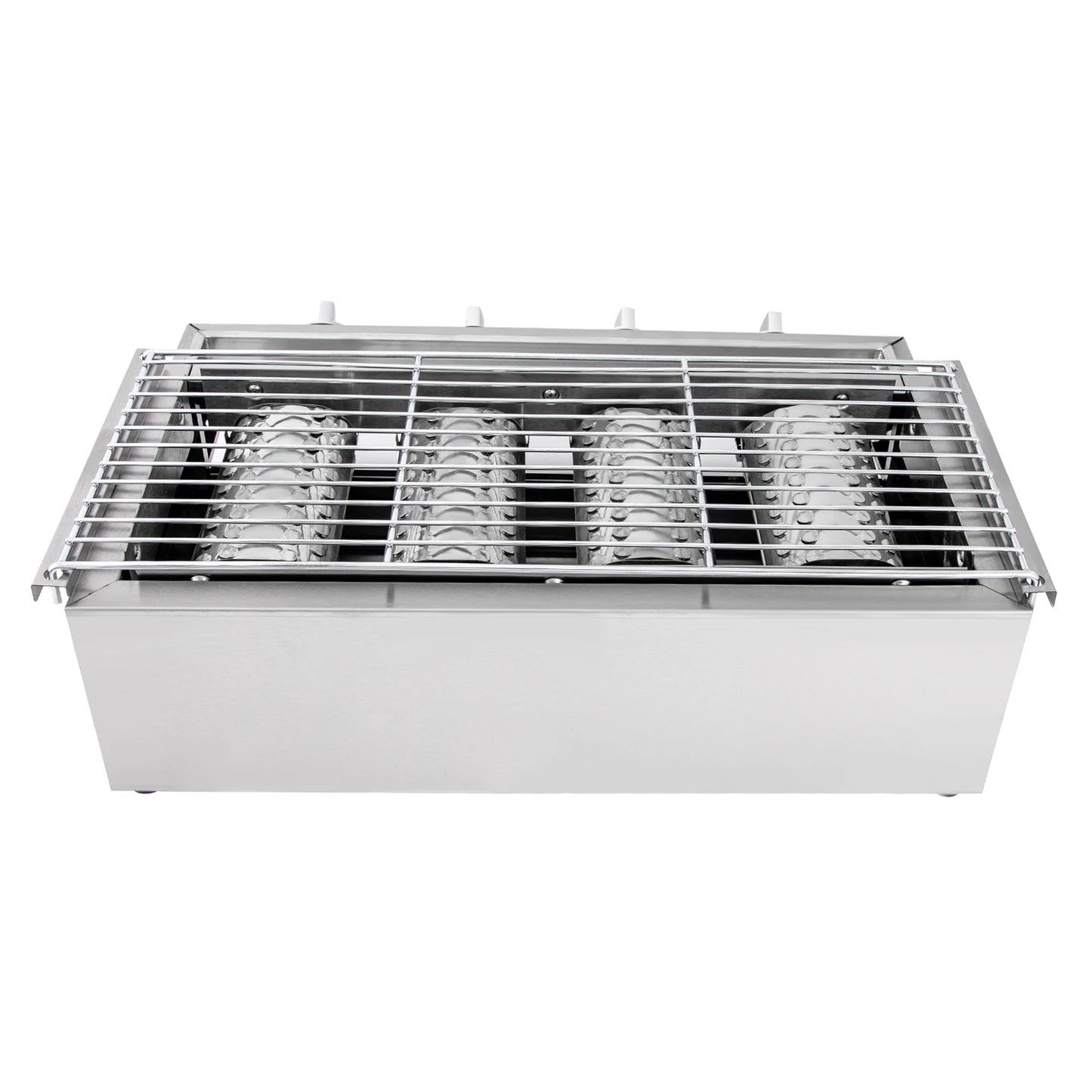 Purism Stainless Steel Smokeless Barbecue Grill 4 Burners LPG Gas Grill Roaster Portable BBQ Grill Removable for Outdoor Patio Garden