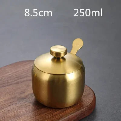 Purism Stainless Steel Seasoning Flavor Can Sugar Box Kitchen Tool Salt Pepper Pot BBQ Condiment Cruet Storage Spice Jar Bottle Spoon