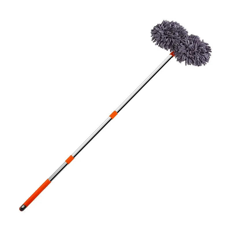 Purism Car Washer Mop Foam Wash Brush Double Brush Head Roof Window Cleaning Maintenance Three-Section Telescopic Mop Car Accessories