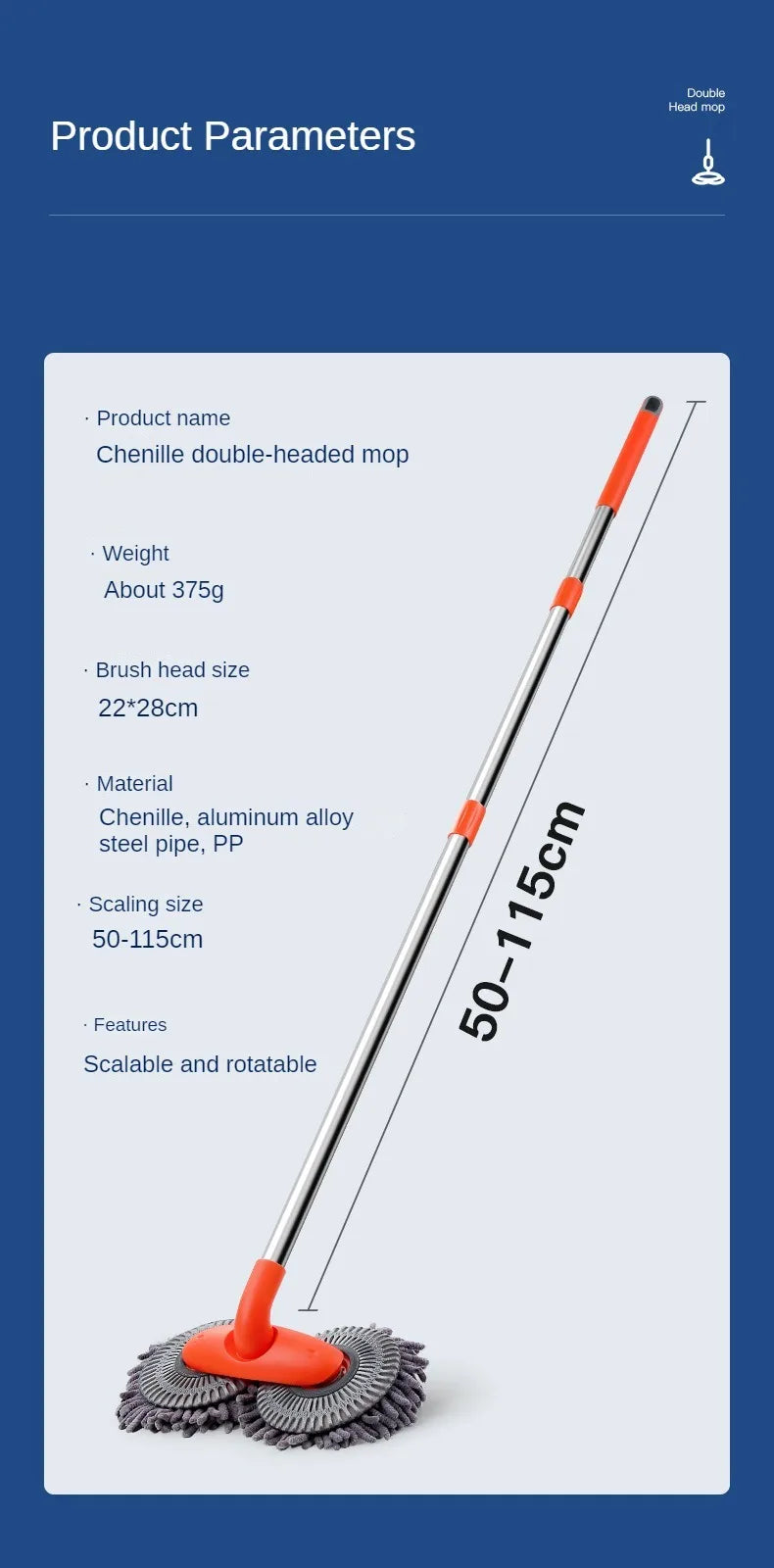 Purism Car Washer Mop Foam Wash Brush Double Brush Head Roof Window Cleaning Maintenance Three-Section Telescopic Mop Car Accessories