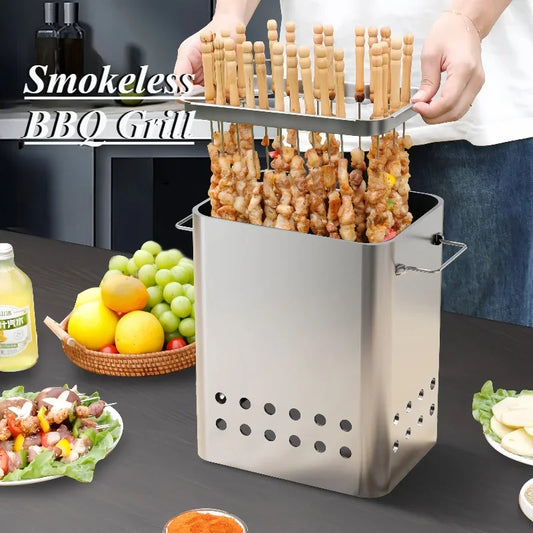 Daddy's Choice Portable Grill Smokeless Stainless Steel Barbecue Charbroiler Outdoor Indoor Dual-purpose Stewing Oven Small Durable BBQ Grill