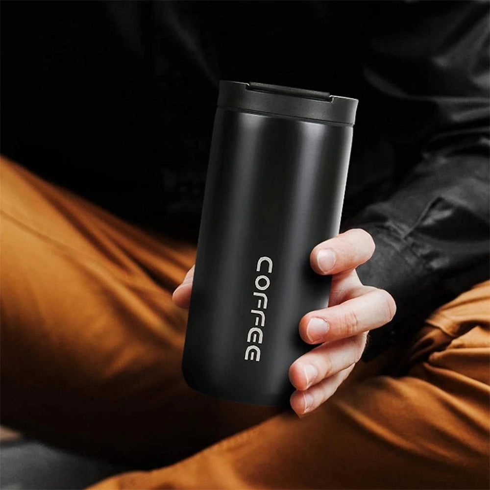 Purism 400ML Stainless Steel Coffee Thermos Bottle Thermal Mug Leakproof Car Vacuum Flasks Coffee Cup Travel Portable Insulated Bottles