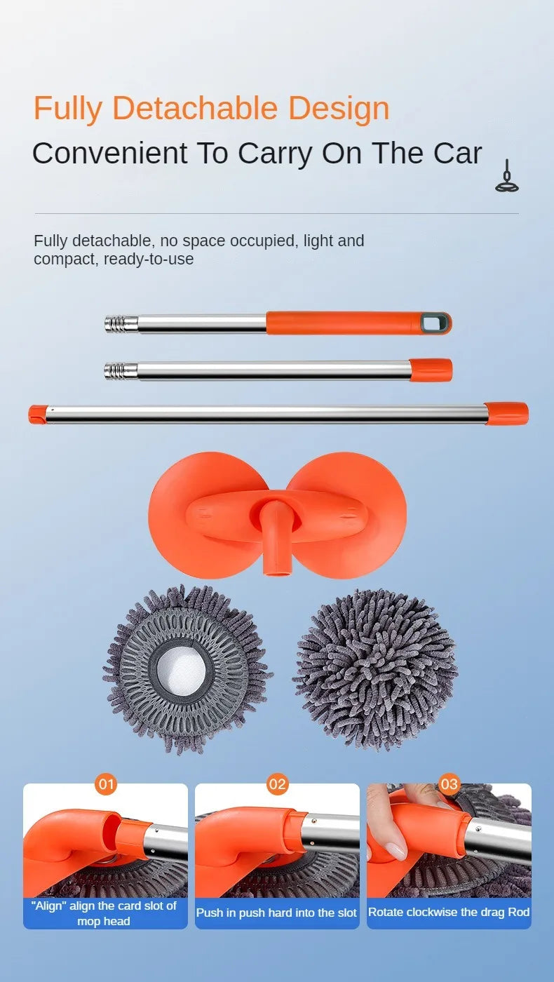 Purism Car Washer Mop Foam Wash Brush Double Brush Head Roof Window Cleaning Maintenance Three-Section Telescopic Mop Car Accessories
