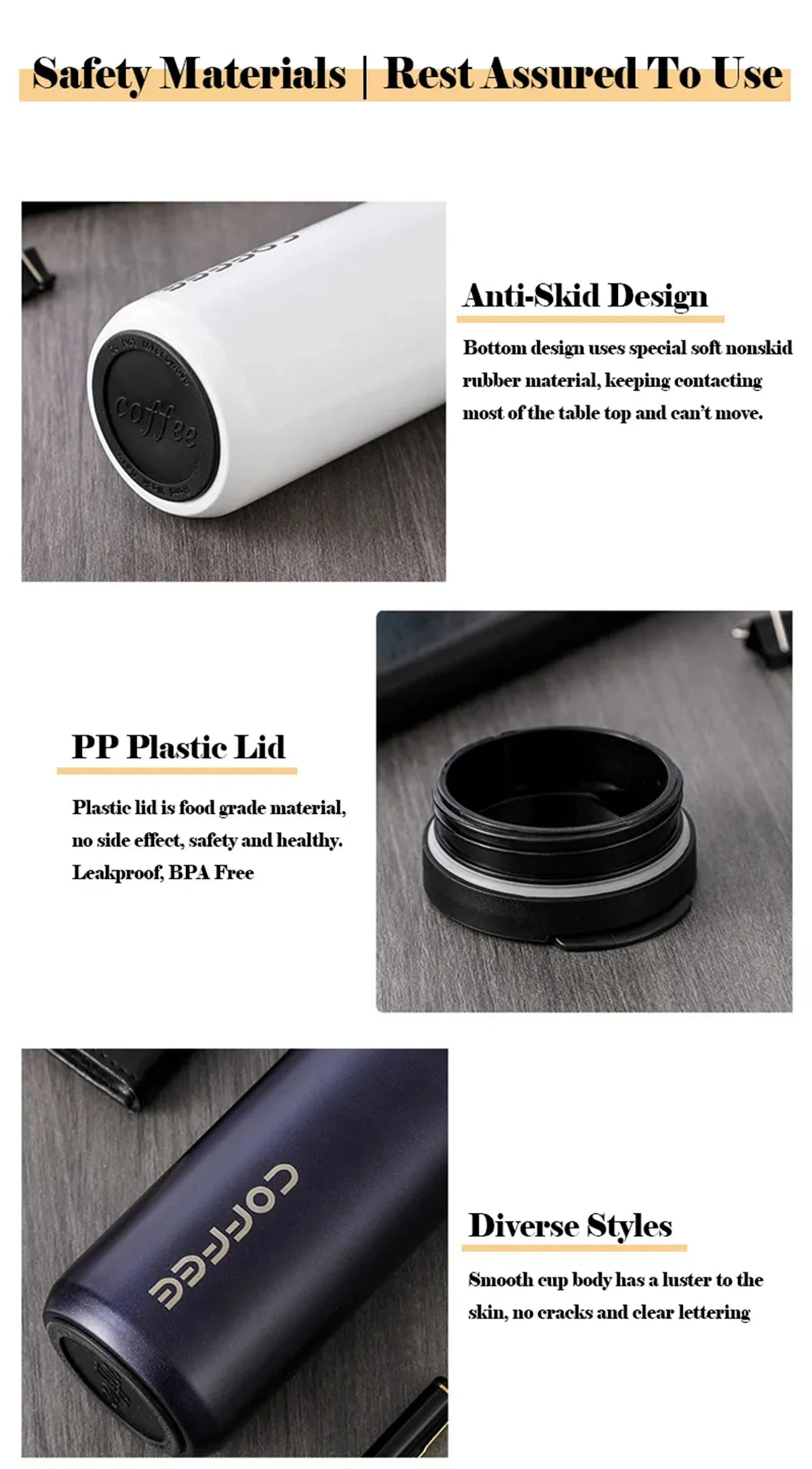 Purism 400ML Stainless Steel Coffee Thermos Bottle Thermal Mug Leakproof Car Vacuum Flasks Coffee Cup Travel Portable Insulated Bottles