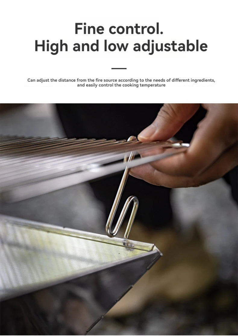 Large Folding Portable Stainless Steel Barbecue Grill BBQ Oven, Camping Picnic Grill Net, Barbecue Grill