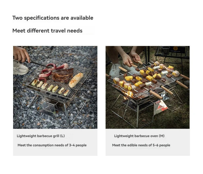 Large Folding Portable Stainless Steel Barbecue Grill BBQ Oven, Camping Picnic Grill Net, Barbecue Grill