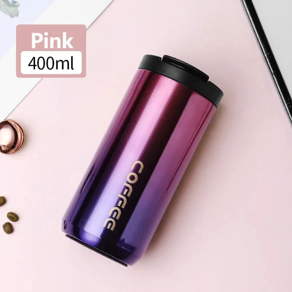 Purism 400ML Stainless Steel Coffee Thermos Bottle Thermal Mug Leakproof Car Vacuum Flasks Coffee Cup Travel Portable Insulated Bottles