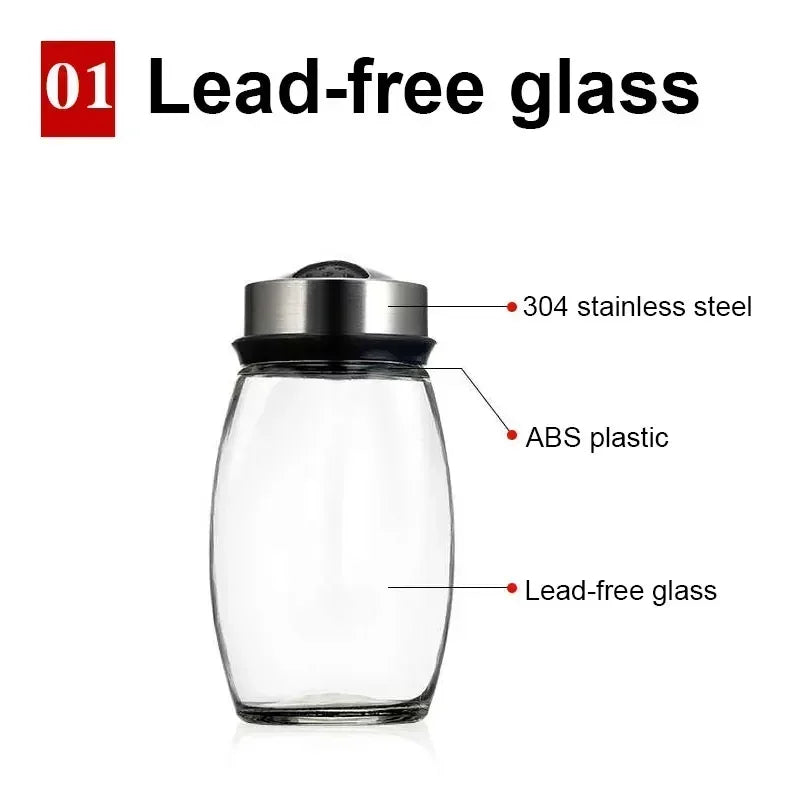 Purism 7pcs Spice Jar Set Rack Glass Organizer Rotating Glass Seasoning Sugar Pepper Bottles Salt Shakers Holder Kitchen Storage Rack