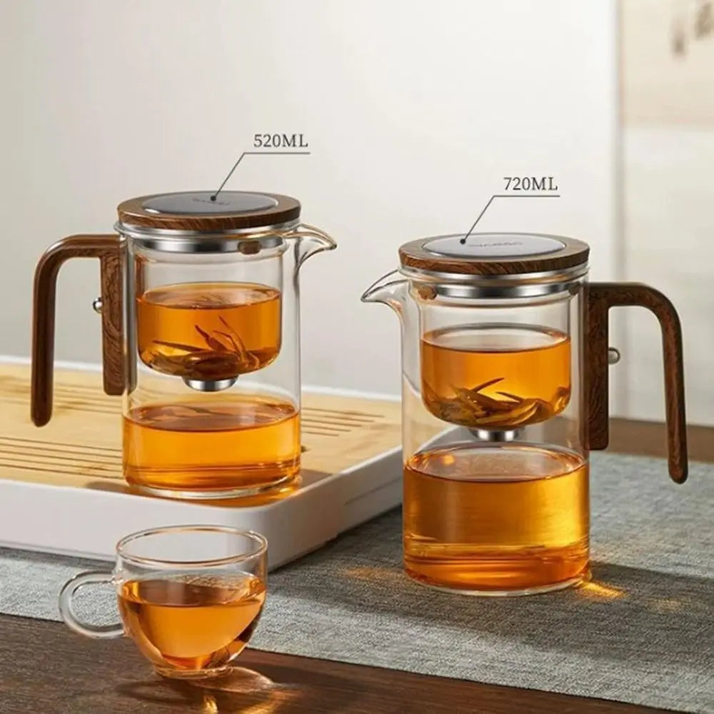 Purism Hot Small Waist Teapot Glass Automatic Separation Automatic Tea Pot Magnetic Filtration White Grey Separation Teapot Office