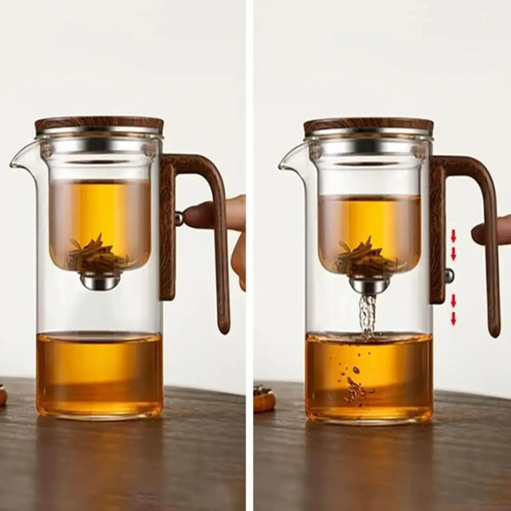 Purism Hot Small Waist Teapot Glass Automatic Separation Automatic Tea Pot Magnetic Filtration White Grey Separation Teapot Office
