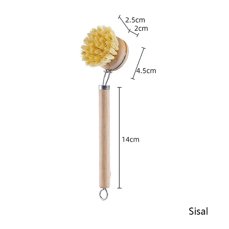 Purism Replaceable dish brush Long wooden handle Household Cleaning Brush Useful things for kitchen Cleaning Tool