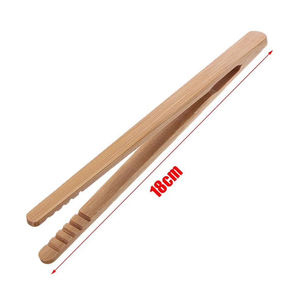 Daddy's Choice 2Pcs 18cm Bamboo Wood Wooden Food Toast Salad Tongs Toaster Bacon Sugar Ice Tea Tong Tea Clips Teaware For Kitchen