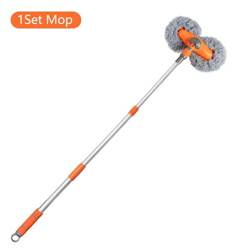 Purism Car Washer Mop Foam Wash Brush Double Brush Head Roof Window Cleaning Maintenance Three-Section Telescopic Mop Car Accessories