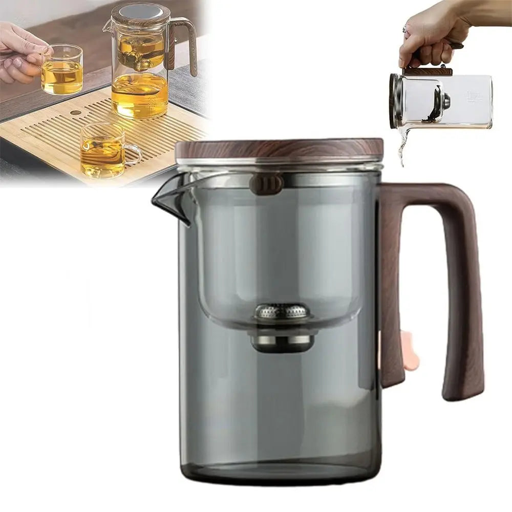 Purism Hot Small Waist Teapot Glass Automatic Separation Automatic Tea Pot Magnetic Filtration White Grey Separation Teapot Office