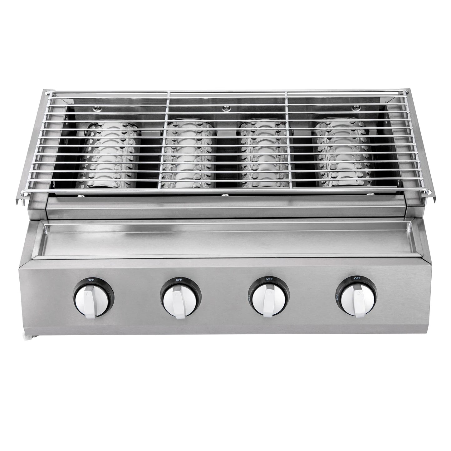 Purism Stainless Steel Smokeless Barbecue Grill 4 Burners LPG Gas Grill Roaster Portable BBQ Grill Removable for Outdoor Patio Garden