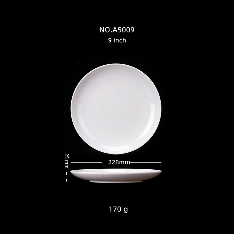 Purism 8-14 Inch Round White Melamine Dinner Plate Hotel Western Steak Trays Dessert Bone TablewareDishes Plastic Imitation Porcelain