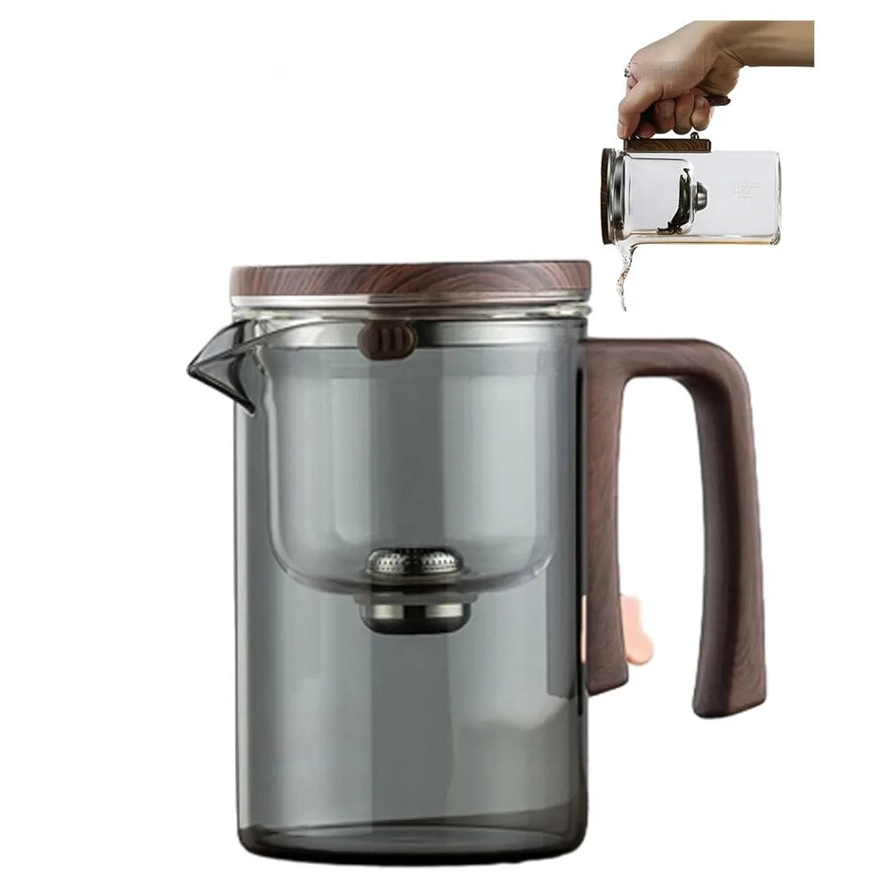 Purism Hot Small Waist Teapot Glass Automatic Separation Automatic Tea Pot Magnetic Filtration White Grey Separation Teapot Office