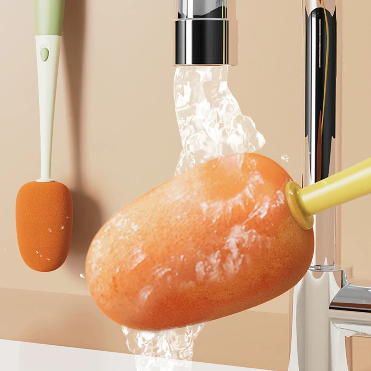 Purism 3 in 1 Multifunctional Household Cleaning Brush Carrot Long Handle Cup Scrubber Useful Things For Kitchen Accessories
