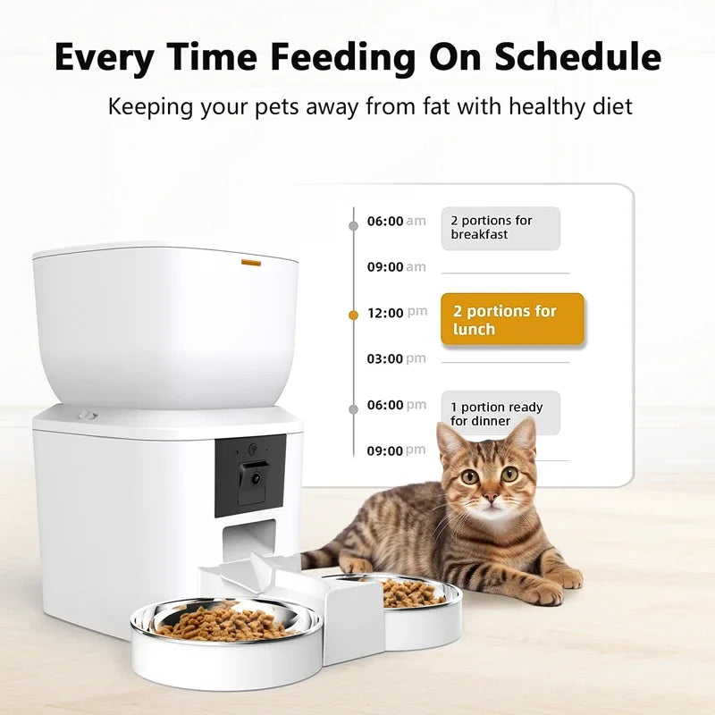 Purism Smart Automatic Pet Feeder Tuya Cat Feeder Camera WiFi Dog Food Dispenser With Stainless Steel Bowl