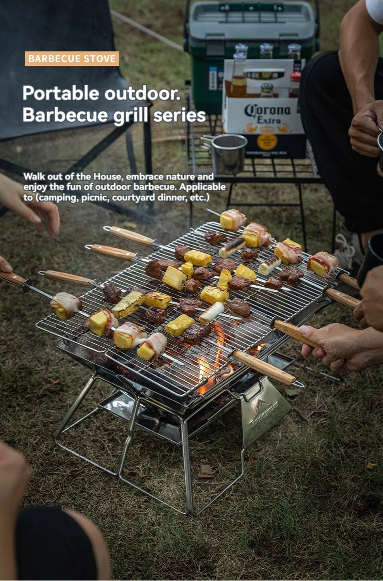 Large Folding Portable Stainless Steel Barbecue Grill BBQ Oven, Camping Picnic Grill Net, Barbecue Grill
