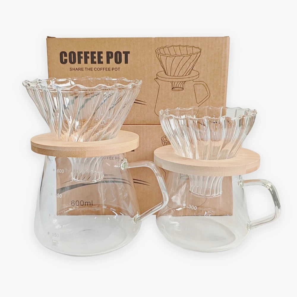 Daddy's Choice  Punana 600ml Pour Over Coffee Maker Set Glass Carafe Coffee with Glass Coffee Filter Drip Coffee Maker Set for Home or Office