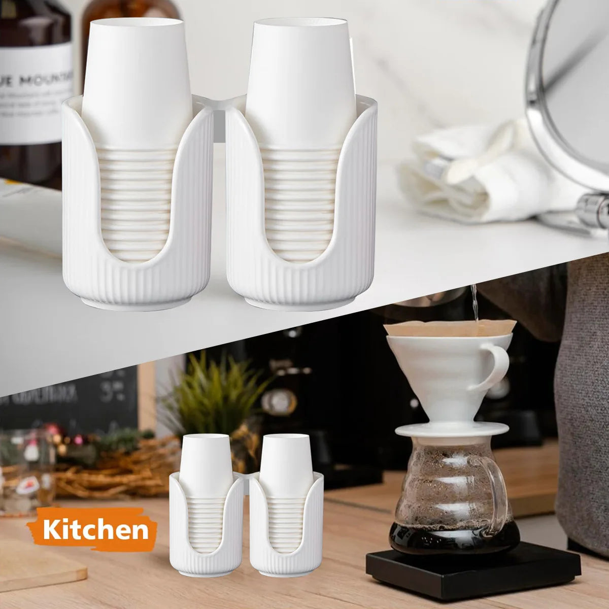 Daddy's Choice Disposable Paper Cup Holder Luxury Simple Space Save Plastic Multi-functional Desktop Cup Sorting Storage Rack Home Organizer
