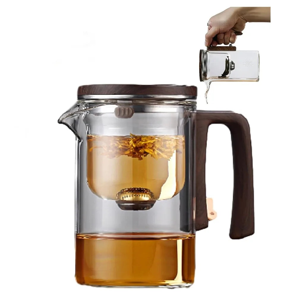 Purism Hot Small Waist Teapot Glass Automatic Separation Automatic Tea Pot Magnetic Filtration White Grey Separation Teapot Office