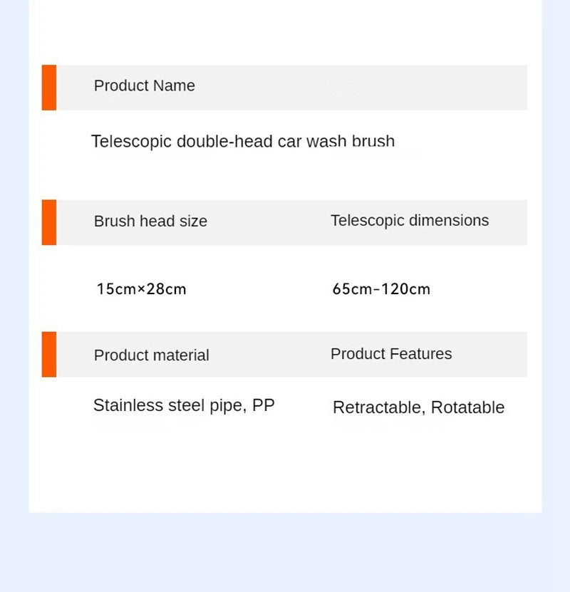 Purism Car Washer Mop Foam Wash Brush Double Brush Head Roof Window Cleaning Maintenance Three-Section Telescopic Mop Car Accessories