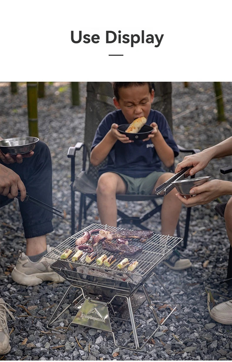 Large Folding Portable Stainless Steel Barbecue Grill BBQ Oven, Camping Picnic Grill Net, Barbecue Grill