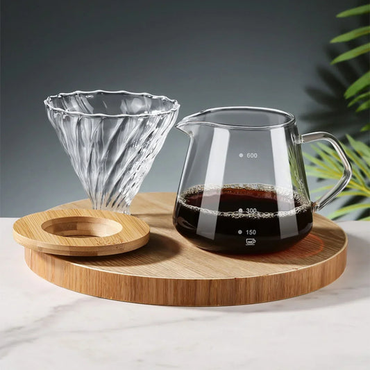Daddy's Choice  Punana 600ml Pour Over Coffee Maker Set Glass Carafe Coffee with Glass Coffee Filter Drip Coffee Maker Set for Home or Office