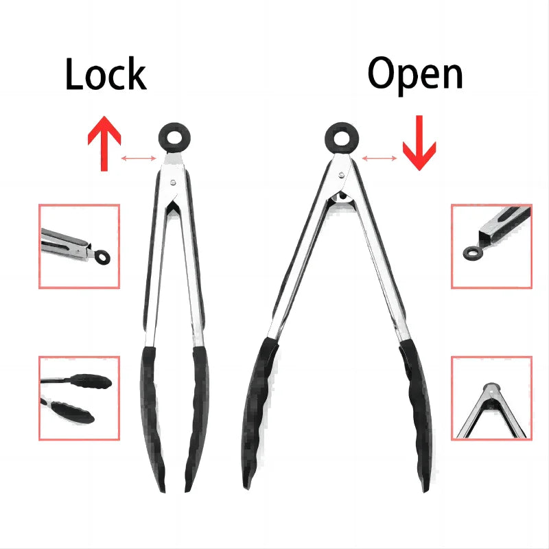 Purism Premium Kitchen Tongs Silicone Cooking Tongs 9 12 inch BPA Free Non-Stick BBQ Cooking Grilling Locking Food Tongs