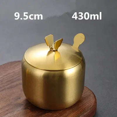 Purism Stainless Steel Seasoning Flavor Can Sugar Box Kitchen Tool Salt Pepper Pot BBQ Condiment Cruet Storage Spice Jar Bottle Spoon