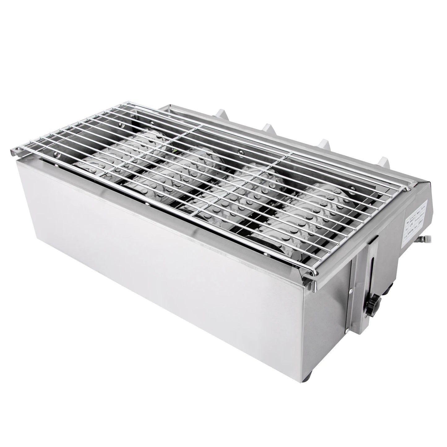 Purism Stainless Steel Smokeless Barbecue Grill 4 Burners LPG Gas Grill Roaster Portable BBQ Grill Removable for Outdoor Patio Garden