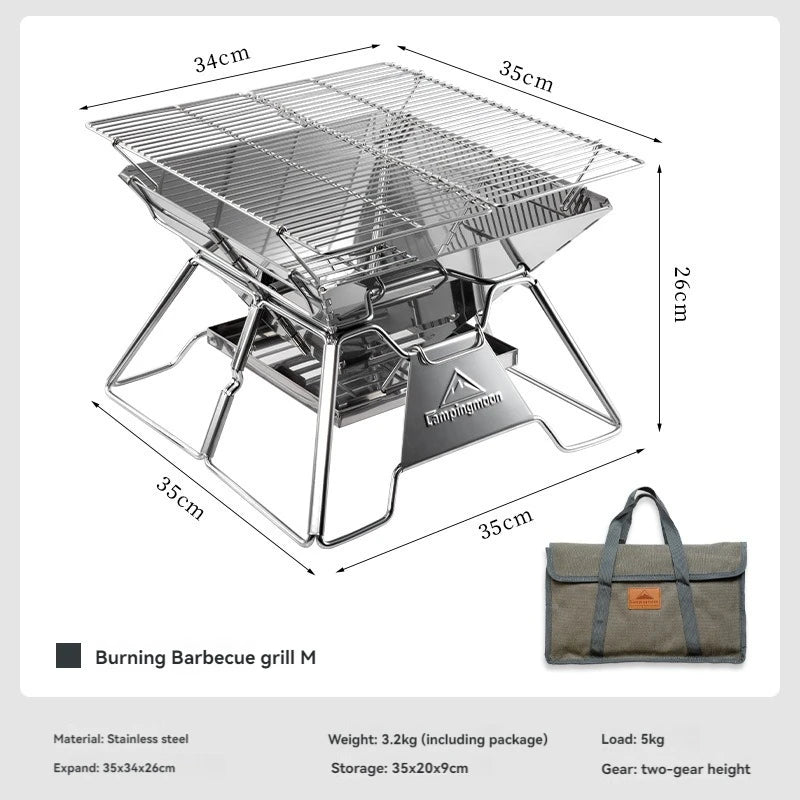 Large Folding Portable Stainless Steel Barbecue Grill BBQ Oven, Camping Picnic Grill Net, Barbecue Grill