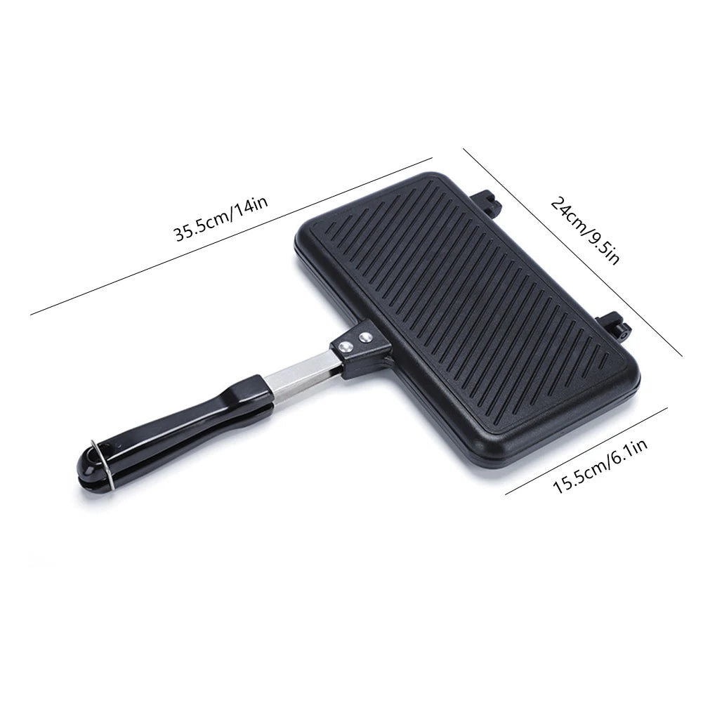 Purism Double Side Bread Frying Pan Non Stick Barbecue Plate Sandwich Toaster Mold Heat-resistant Toastie Waffle Pancake Kitchen Tools
