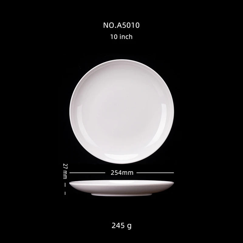 Purism 8-14 Inch Round White Melamine Dinner Plate Hotel Western Steak Trays Dessert Bone TablewareDishes Plastic Imitation Porcelain