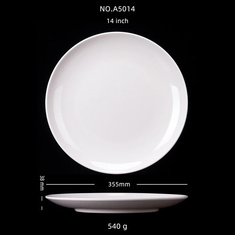 Purism 8-14 Inch Round White Melamine Dinner Plate Hotel Western Steak Trays Dessert Bone TablewareDishes Plastic Imitation Porcelain